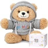 Osacoe Big Hugs Teddy Bear Stuffed Animal with Gift Box Removable Hoodie for Comfort and Love, for Kids, Women &amp; Men in Tough Time, Get Well Soon Gifts Basket with Beautiful Gift Greeting Card
