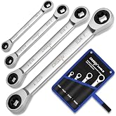 DISEN Upgraded 4-Piece E-Torx Double Box Ratcheting Wrench Set | 72-Tooth, Dual Head E6E8/E10E12/E14E18/E20E24 with Storage Pouch