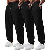 August Alley 3 Pack Big and Tall Sweatpants for Men Athletic Workout Jogger Lounge Pants with Pockets and Drawstring