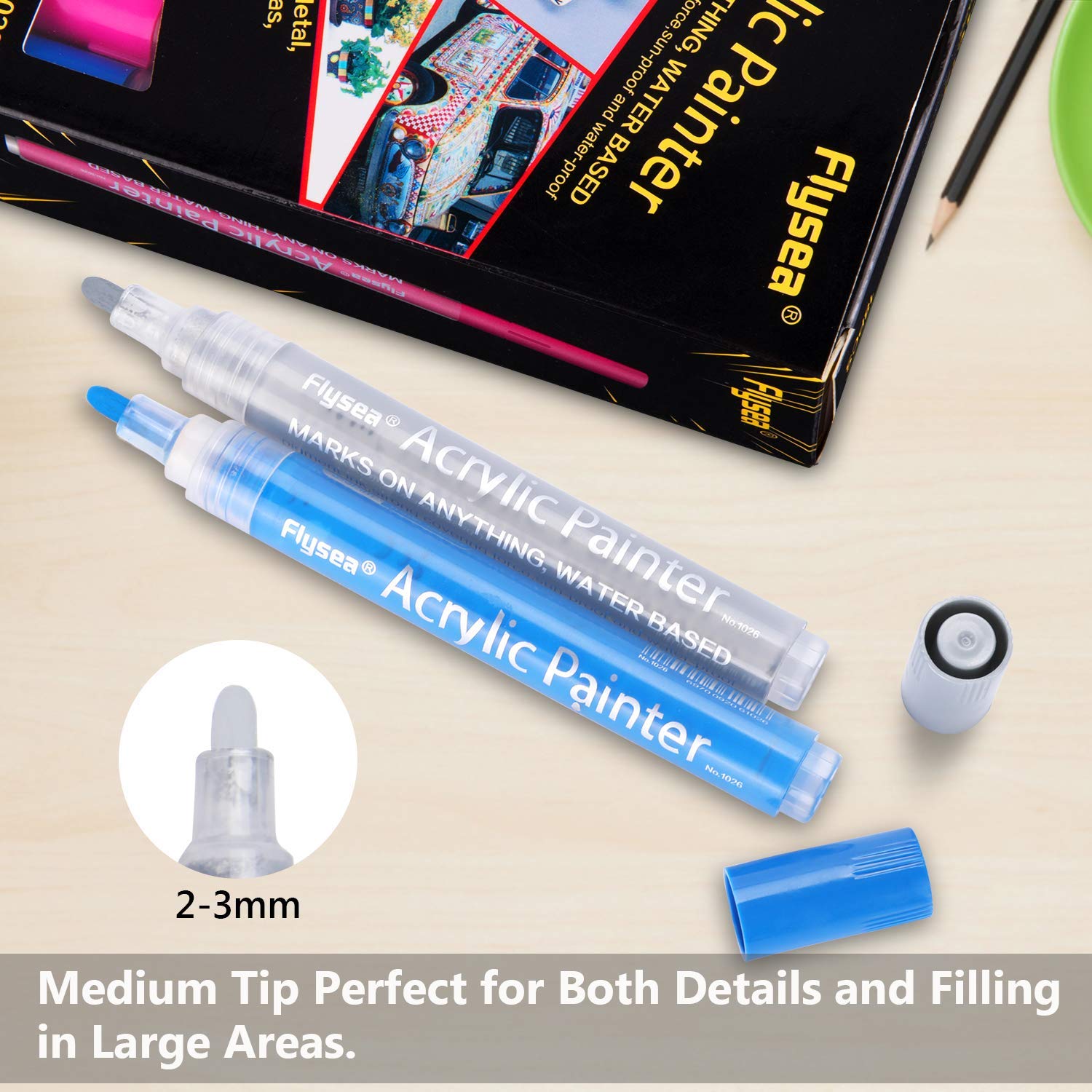 Acrylstifte Marker Stifte, Sunvito Set 12 Farben Acrylfarben Marker auf Wasserfest für Garten, Papier, Malerei, Leinwand, Fotoalbum, Heimwerken, Glas, Keramik, Holz, Metall, DIY