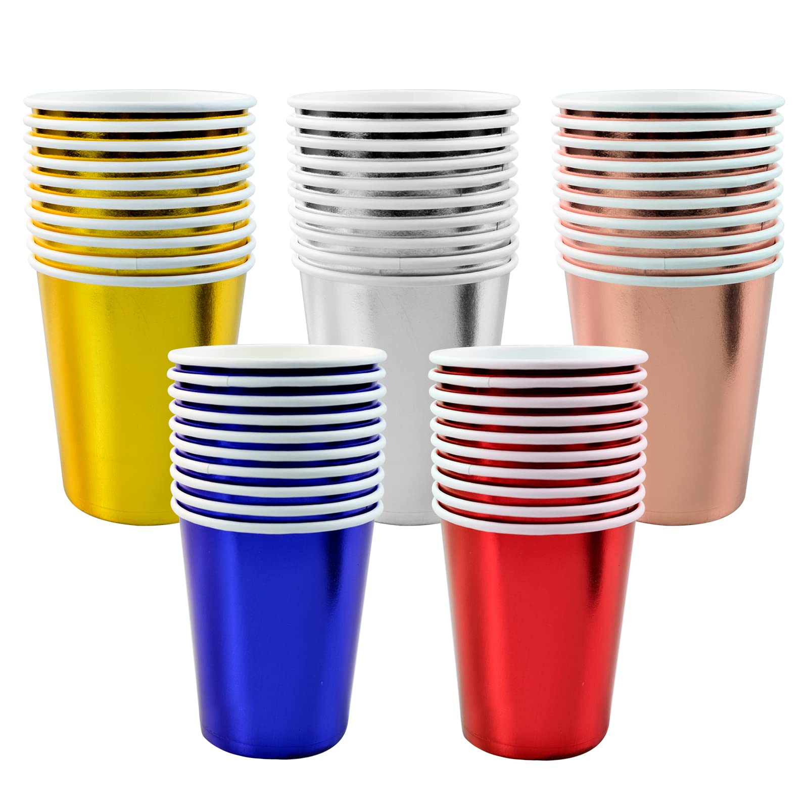 BLLREMIPSUR 50pcs Paper Party Cups Disposable for DIY Creations, Picnics, Wedding, Barbecues - Color Cups