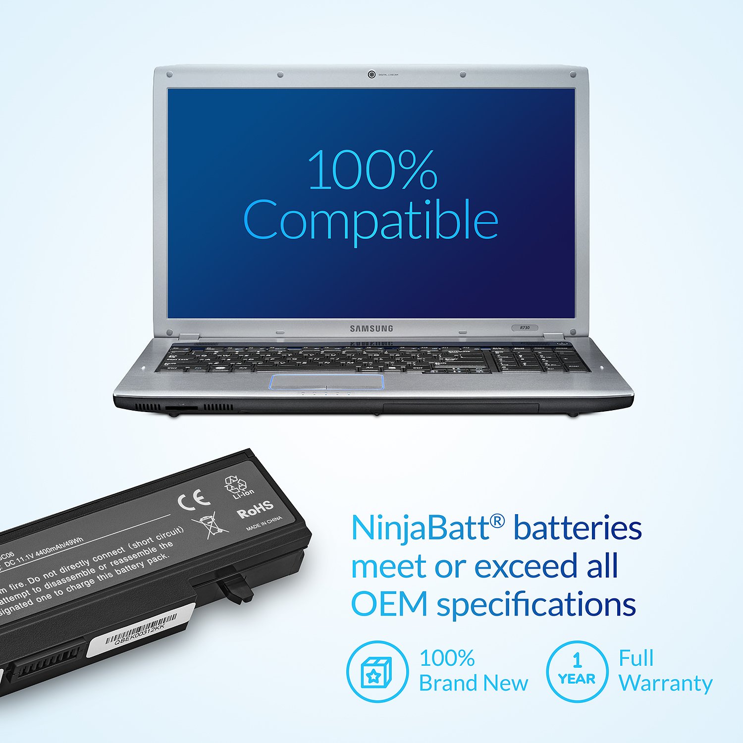 NinjaBatt Laptop Battery for Samsung AAPB9NC6B AAPB9NS6W AAPB9NS6B