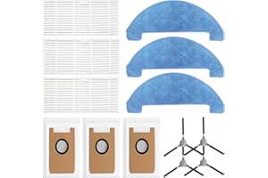 FZCSZJFR Replacement Parts for Loorow AT800 / Giomre AT800 3-in-1 Robot Vacuum Accessories 4 Side Brush 3 HEPA Filter 3 Mop Pad 3 Dust Bags