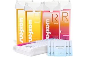 Waxfans Roll On Wax Roller (4 Packs) - Depilatory Hair Removal for Body, Legs, Arms - 3.53 Ounce Refills