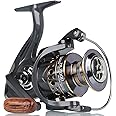 HPLIFE Spinning Reel, Saltwater Fishing Reels with Wooden Handle 13 BB Light Weight 43LB Max Drag, 4.7:1/5.2:1 Gear Ratio Summer/ICE Fishing Beginners Kids Friendly