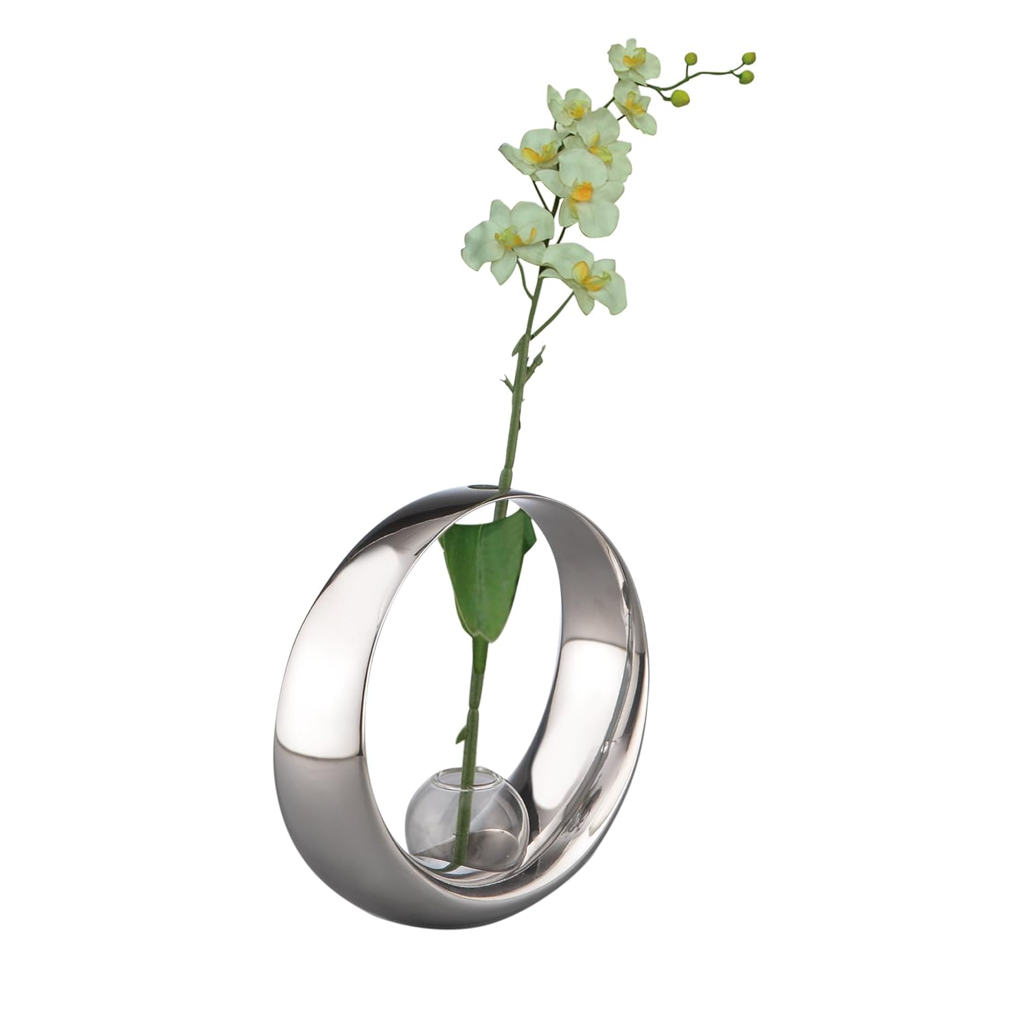 Nambe Globe Bud Vase With White Orchid Amazon In Home Kitchen