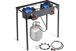 SKOK 2 Burner Propane Stove - Portable Camping Stove with 150,000BTU High Efficiency Propane Burner, Outdoor Stove for Camping, Backyard, Picnic