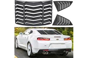 E-COWLBOY Rear+Side Window Louvers for Chevrolet Chevy Camaro 2016 2017 2018 2019 2020 2021 2022 2023 2024 Windshield Sun Shade Cover Vent Scoop GT Lambo Style Custom Fit All Weather ABS (Matte Black)