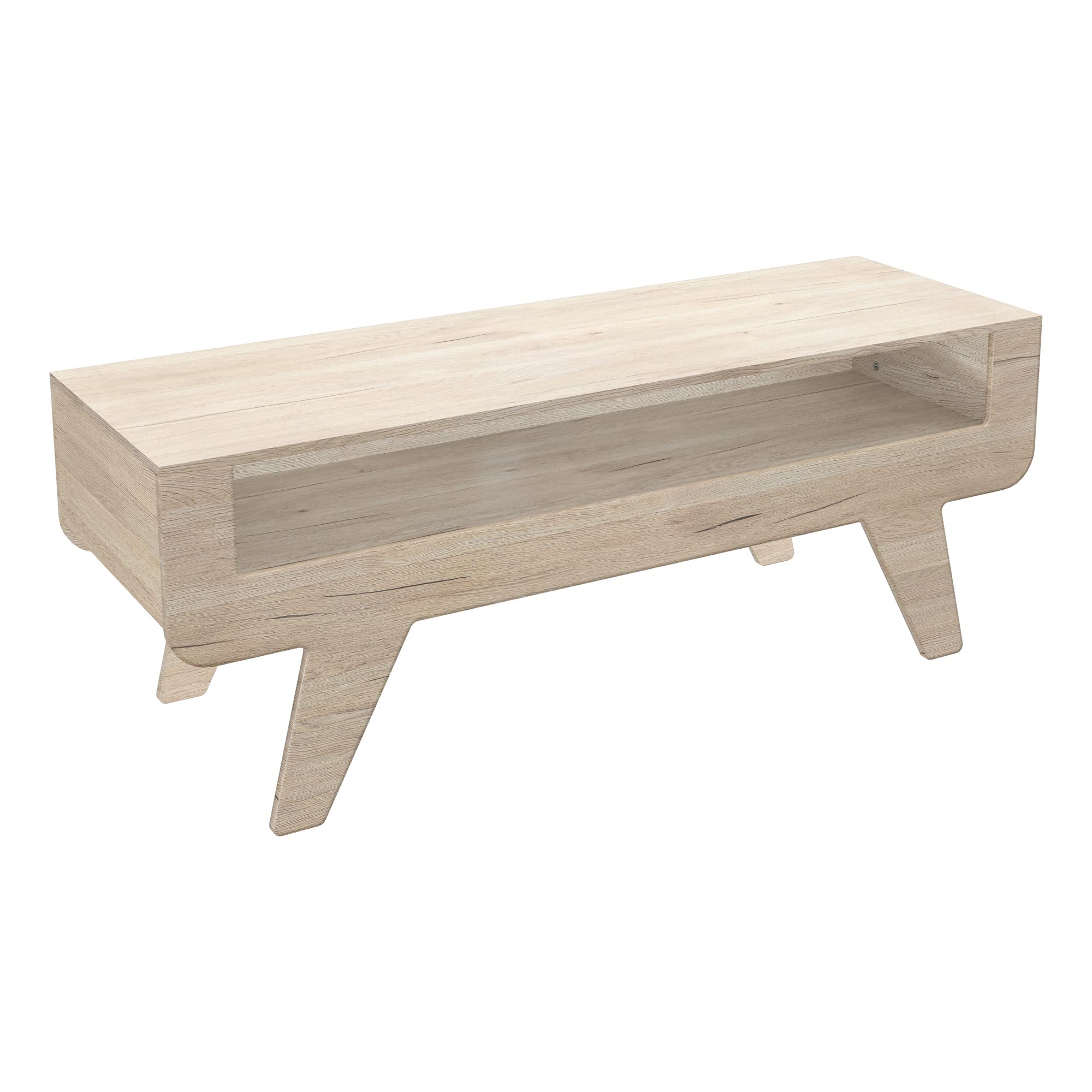 mahara TV Stand Light Wood - TV Floorstand for up to 60 Inch TVs, Maximum TV Weight 40kg - TV Unit with Tapered Legs and shelf for AV equipment - W120cm x D39.2cm x H45cm