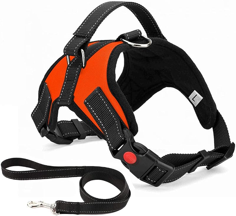 Musonic No Pull Dog Harness Breathable Adjustable XS Orange with Free Leash