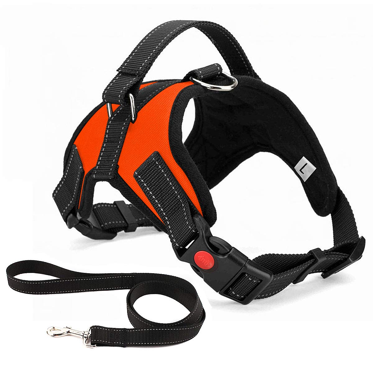 Musonic No Pull Dog Harness Breathable Adjustable Comfort Free Leash Included for Small Medium Large Dog Best for Training Walking L OrangeNew