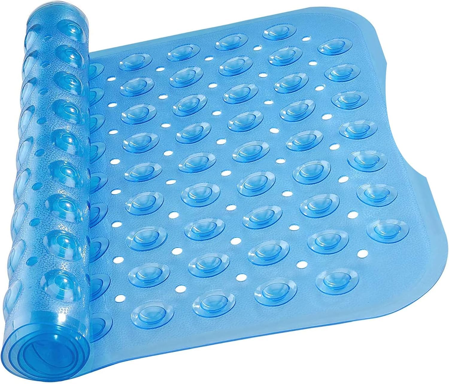 Ameha Shower Bath Mat Non Slip Anti Mould - Blue 70x38cm Bathroom Mats with Strong Suction Cups Grip and Drain Holes Shower Mats Machine Washable Rubber Bath Mats