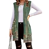 Beyove Womens Long Vests Sleeveless Draped Lightweight Open Front Cardigan Layering Vest with Side Pockets