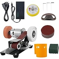 Mini Belt Sander, 15° Electric Spindle Knife Sharpener Bench Grinder Sanding Machine, 7 Adjustable Speed Electric Belt Grinde