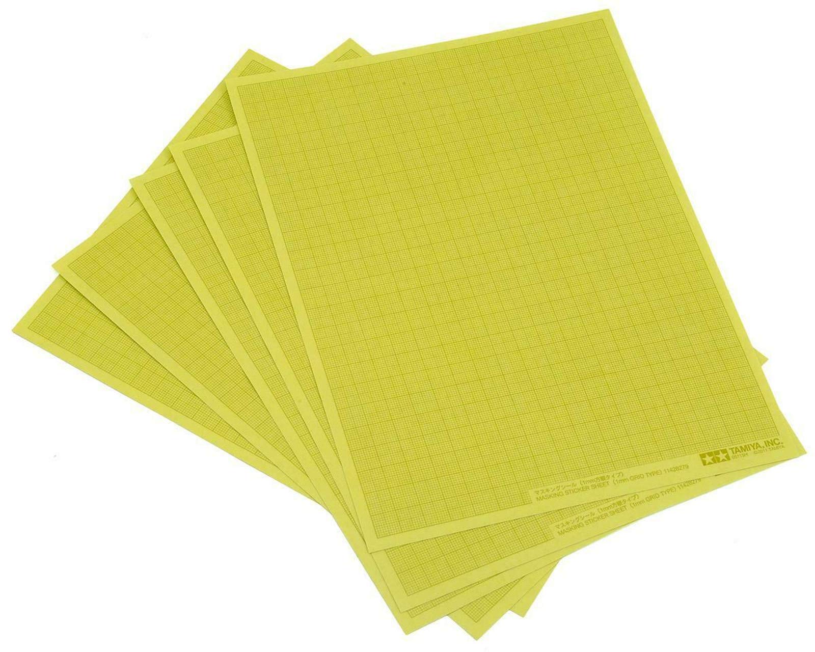 Tamiya Pack of 5 Masking Sticker Film Sheets with 1mm Square Grid (25cm x 18cm)