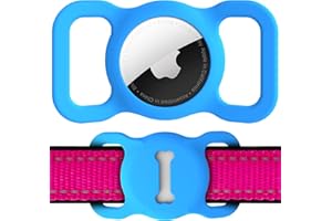 for Airtag Dog Collar Holder, DLENP Air Tag Protective Cat Airtag Dog Collar,Silicone AirTags GPS Tracking Accessories,Air Tags with Bone Pattern (1 Pack(Blue))