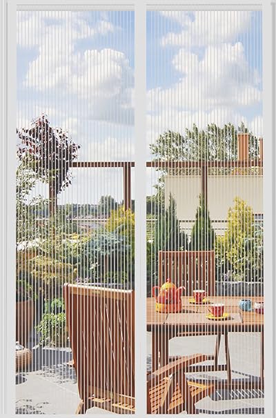 DIKER Magnetic Screen Door 160x210cm White Insect Mesh for French Patio Doors