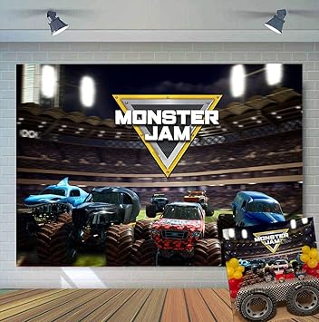 Amazon Com Tj Monster Jam Truck Photo Backdrops Boys Baby Shower