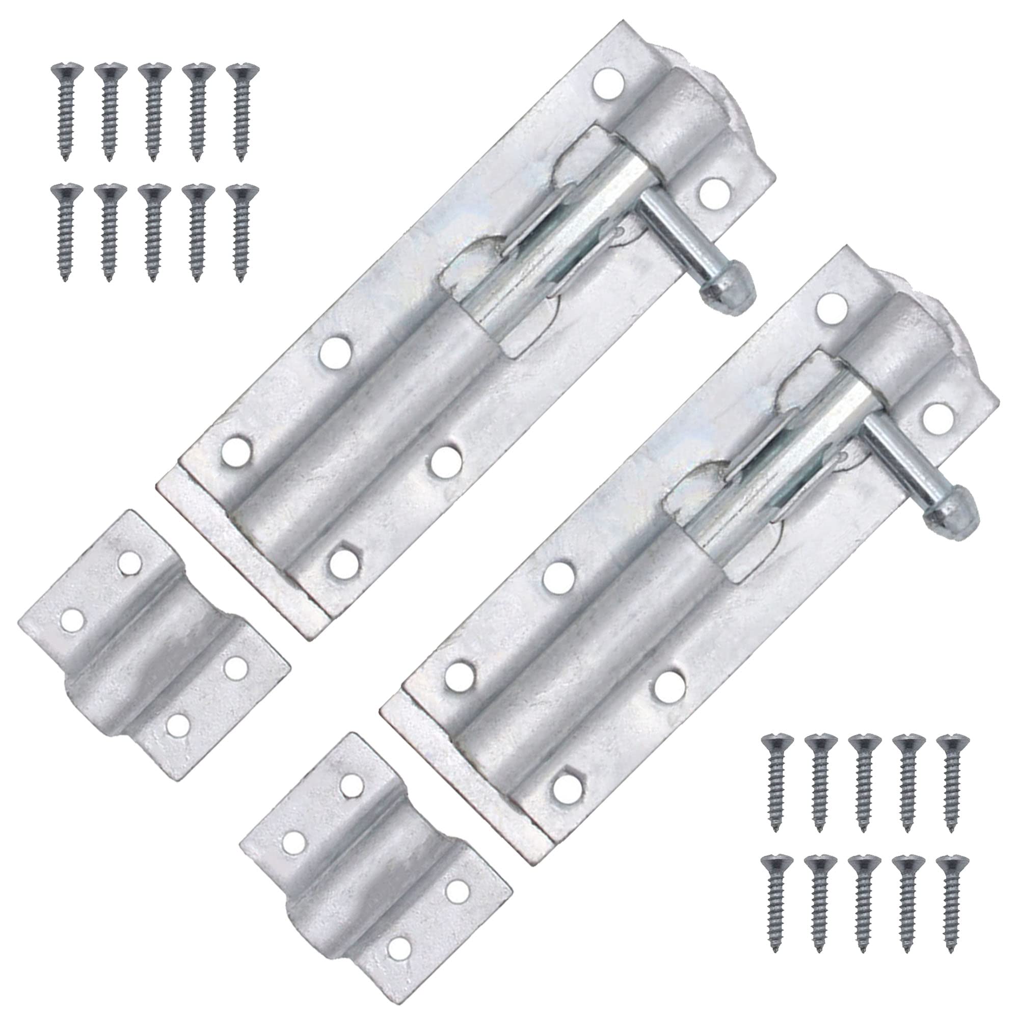 EAI Heavy Duty Tower Bolt | 4 Inch | Galvanised | Fixings Included | Pack of 2