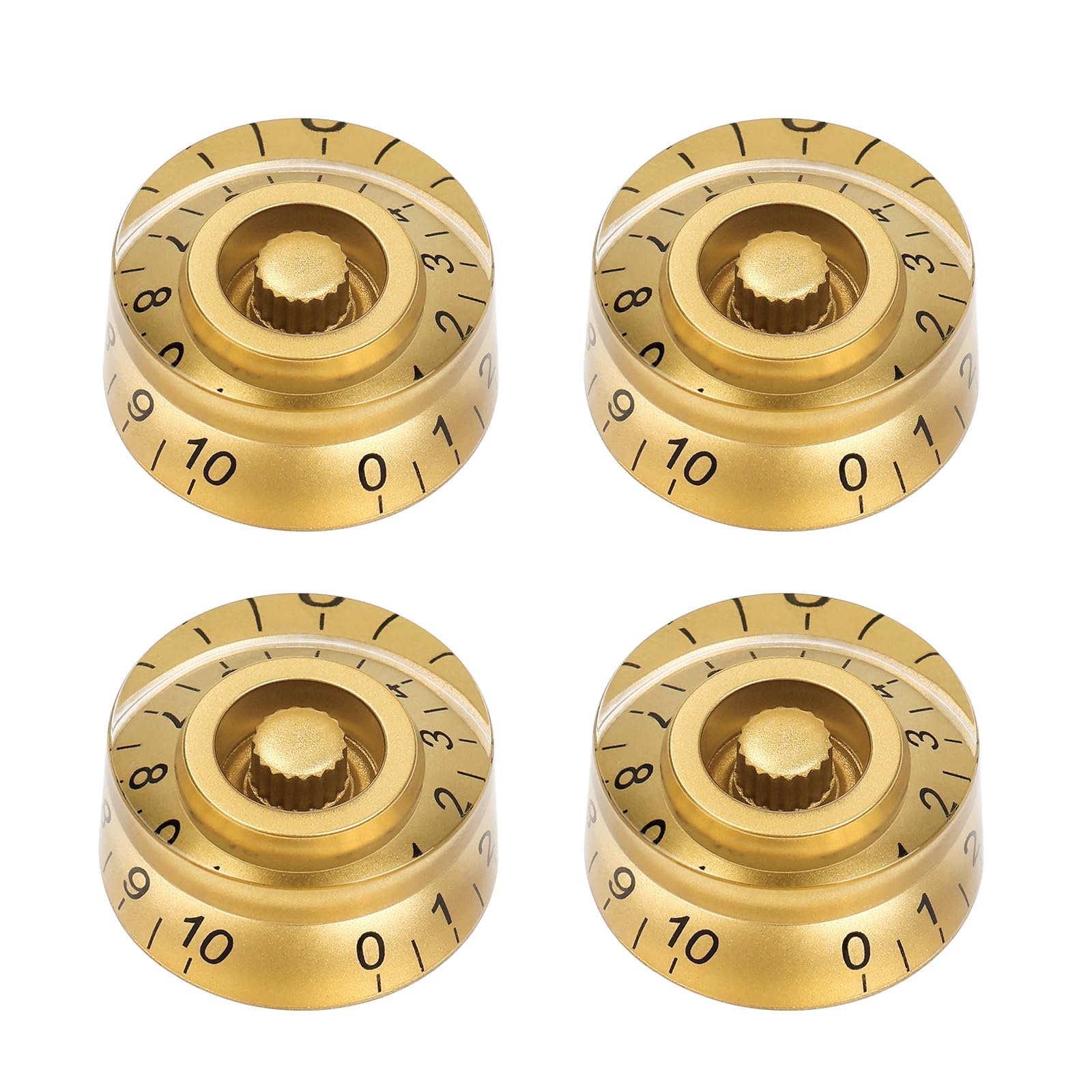 Banworks '60s Style Electric Guitar Control Knobs 2 Tone 2 Volume Speed Knobs Top Hat Metric 6mm (15/64") 18-Spline for Epiphone Les Paul SG Electric Guitars Pack of 4 JT/XN-02 Golden Black Number — image 1