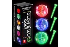Crestgolf Glow in The Dark Golf Balls with Glow Tees, Super Bright Easy to Find LED Golf Balls for Night Use, Fun-Gift for Men Women Kids, Backyard Putting Greens (Mixed Color)