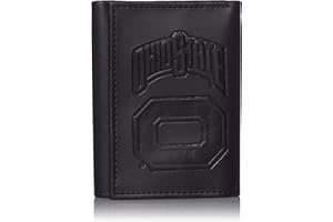 Team Sports America NCAA Ohio State Buckeyes Black Wallet | Tri-Fold | Officially Licensed Stamped Logo | Made of Leather | Money and Card Organizer | Gift Box Included