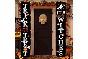 DAZONGE Halloween Decorations, Trick or Treat & It's October Witches Porch Banners for Halloween Hanging Decorations Indoor Outdoor