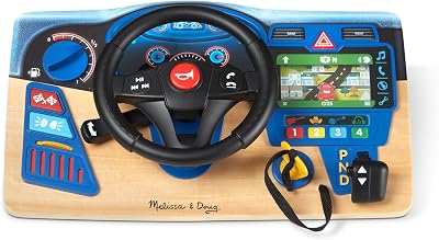 Melissa & Doug Vroom & Zoom Wooden Dashboard Steering Wheel Toy