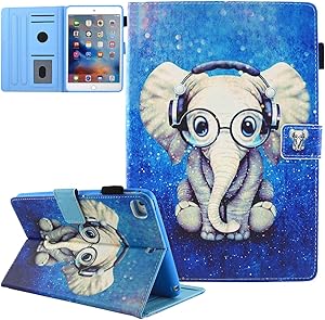 JZCreater Case for iPad 9.7 2018 2017 / iPad Air 2 / iPad Air Case - Flip Stand PU Leather Wallet Case, Auto Sleep/Wake Function Smart Cover, Elephant