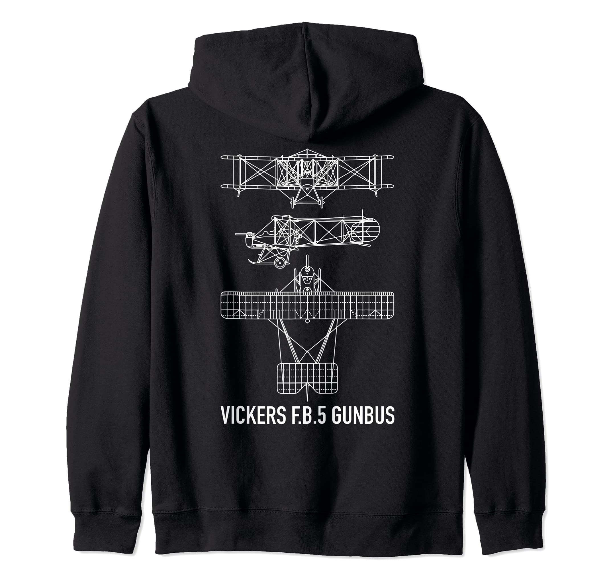 Vickers F.B.5 Fighting Biplane 5 Gunbus Blueprint Diagram Zip Hoodie