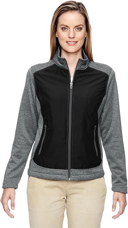 North End Ladies Victory Hybrid Performance Fleece Jacket. 78202 Black