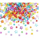 HSONAIGEE 250 Pieces Acrylic Star Beads Assorted Colors 2 Sizes Star Bead in Bead for Bracelets Jewelry Craft Making DIY Necklace Keychain Phone Charms