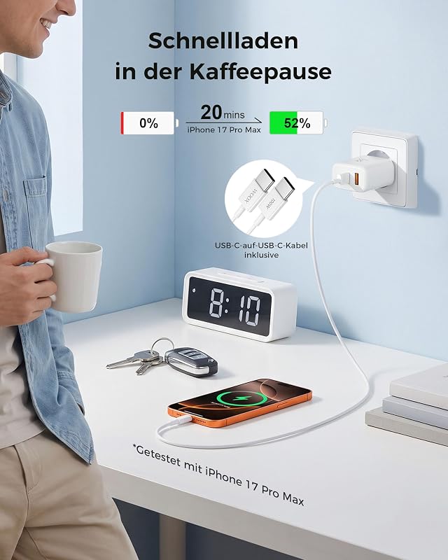 USB-C Ladegerät 65W, GaN Netzteil, 2 Ports PD+QC, mit USB-C Kabel — Foto 2 von 8