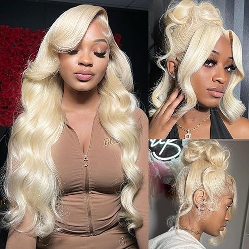 613 Lace Front Wig Body Wave Blonde 360 Transparent Wigs Human