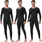 URATOT 3 Sets Men's Thermal Underwear Set Fleece Lined Long Johns Thermal Underwear Base Layer Set for Men Cold Winter