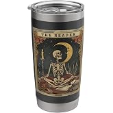Cottagecore Skeleton Aesthetic Tarot Card The Reader Graphic Stainless Steel Insulated Tumbler