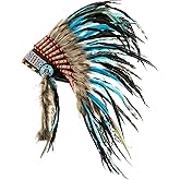 Novum Crafts Feather Headdress | Native American Indian Inspired | Choose Color