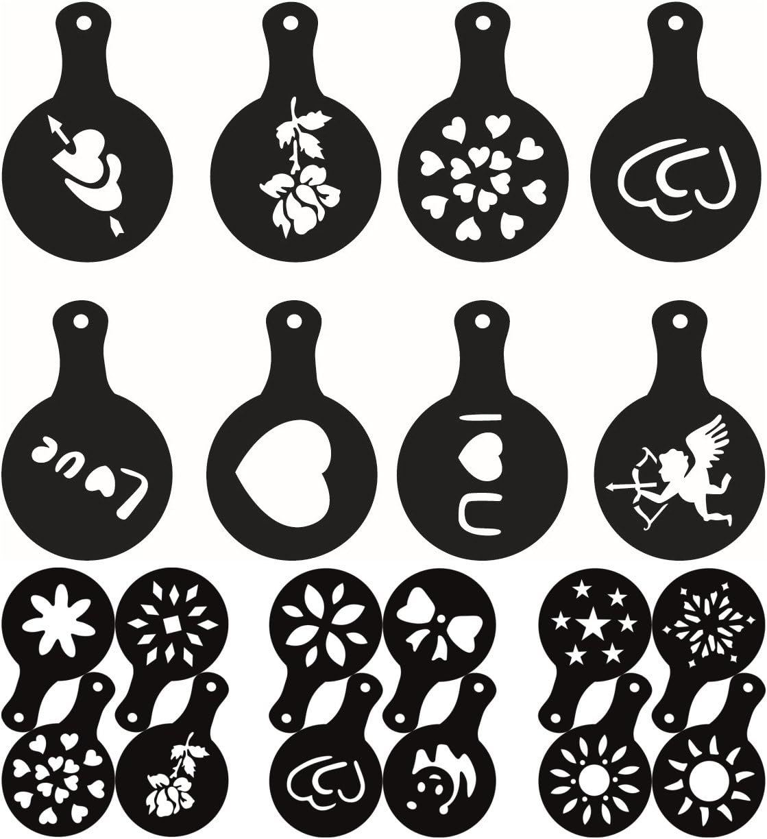 NectaRoy Coffee Decorating Stencils, Cappuccino and Other Fancy Coffee Plastic Template, Supporting Appliances Fancy Coffee, Plastic 20PCS