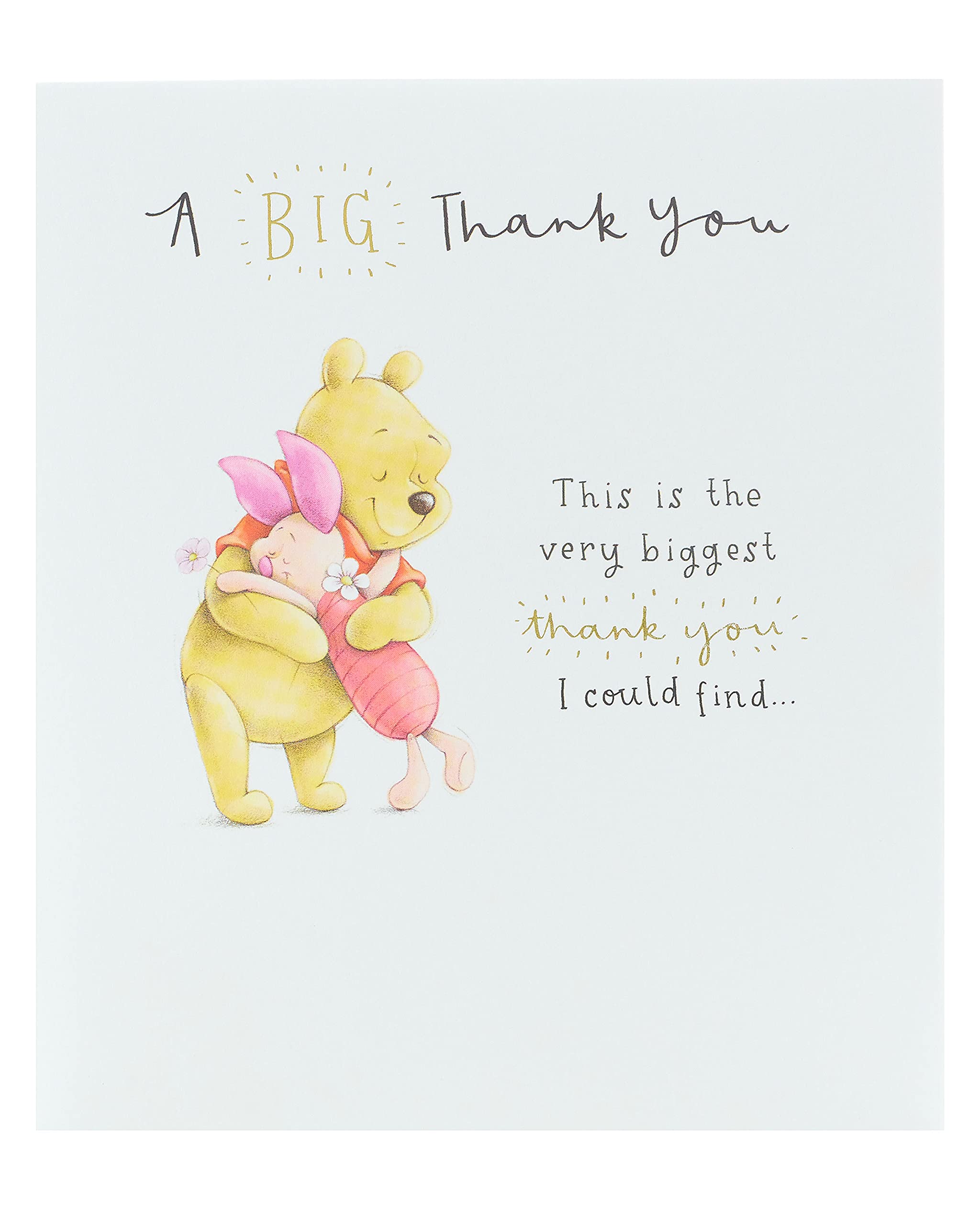 UK Greetings | Disney Winnie the Pooh Thank You Card | Appreciation Cards | Her/Him | Sweet Design | With Envelope | 15.9 x 18.4 cm