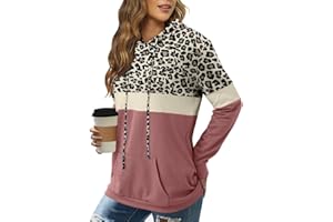 Angerella Hoodies for Women Camo Leopard Print Tops Pullover Hooded Sweatshirt Drawstring with Pocket