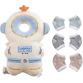 Baby Head Protector Cushion Backpack with 3 Baby Knee Pads(Mesh Astronaut) | Baby Head and Back Protection, Free 3 Knee Pads, Adjustable Straps, Soft Material,Cute Colorful Design, Baby Essentials