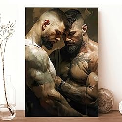 HMLZSJ Nude Muscle Male Torso Portrait Art Gay