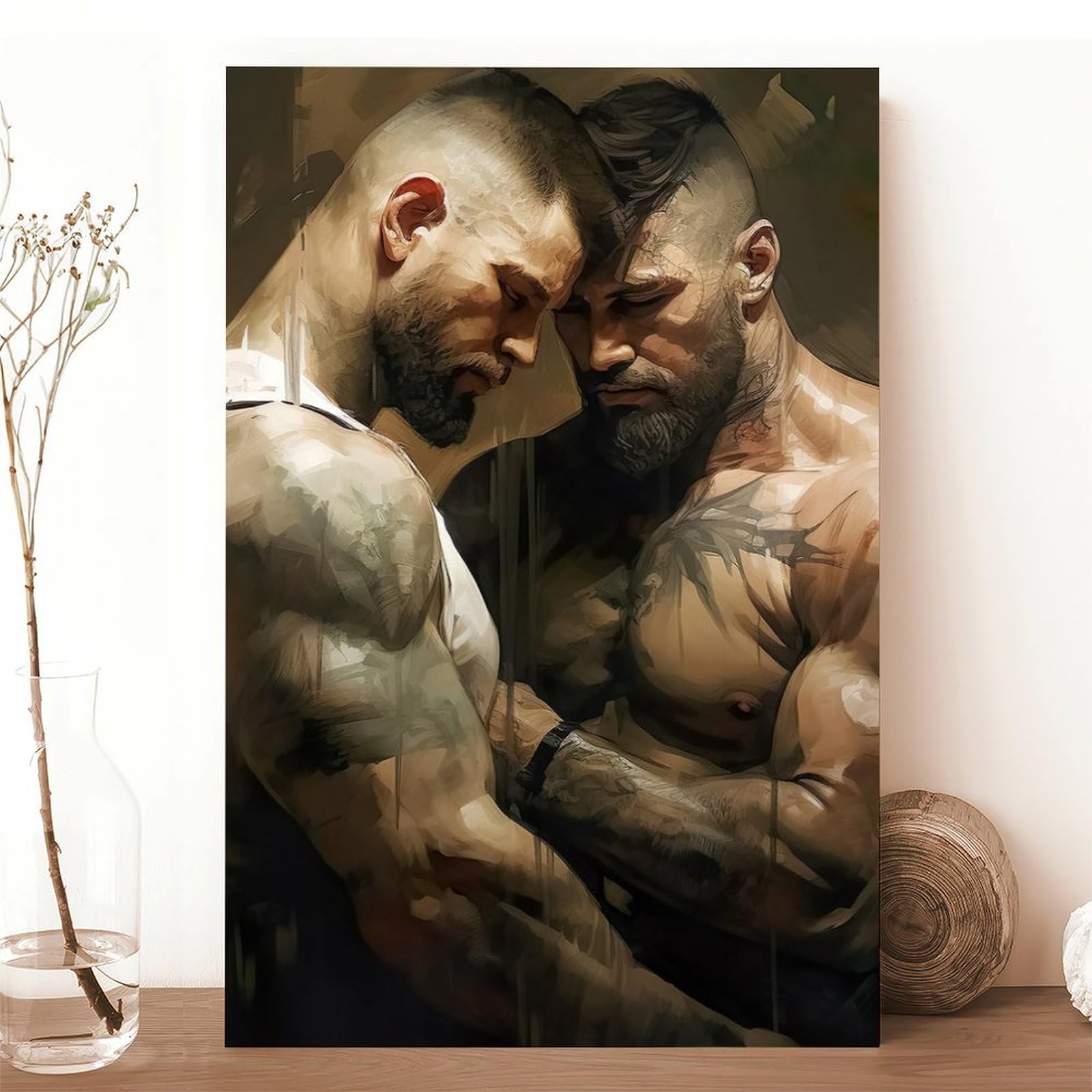 HMLZSJ Nude Muscle Male Torso Portrait Art Gay
