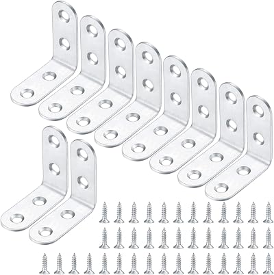 Xiaomoyu 10 Pcs L Shape Brackets Stainless Steel Corner Braces 40mm 90 Degree