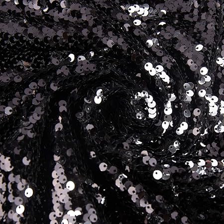 SCHÖNER LEBEN. Paillettenstoff Streichpailletten-Stoff Farbwechsel-Stoff schwarz Silber schimmernd 1,43m Breite