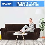 MAXIJIN Thick Velvet 3 Seater Sofa Cover Elastic Non Slip Couch Protector Dark view 2
