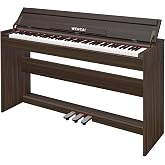 WENCAI Digital Piano 88 Key Full Size Keyboard for Beginners, Dark Brown | Home Upright Electric Pianos, Sensitive Touch, Wooden Electronic Piano with Triple Pedals, Supports USB-MIDI Connect