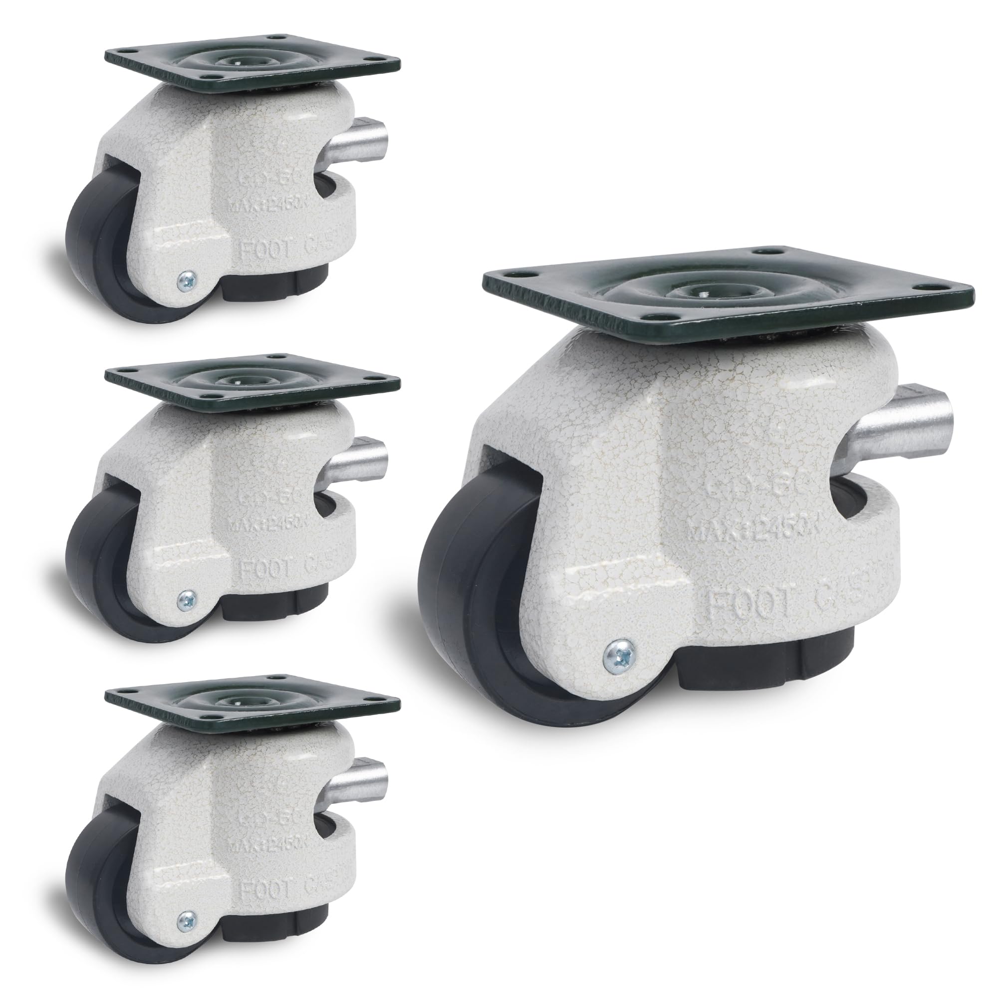 Photo 1 of lesolar Leveling Machine Casters 4Pcs Retractable Leveling Casters with Ratchet Handle Adjustable Leveling Feet with 360-degree Swivel Wheels for Workbench Equipment Furniture (Capacity 2200Lbs)
