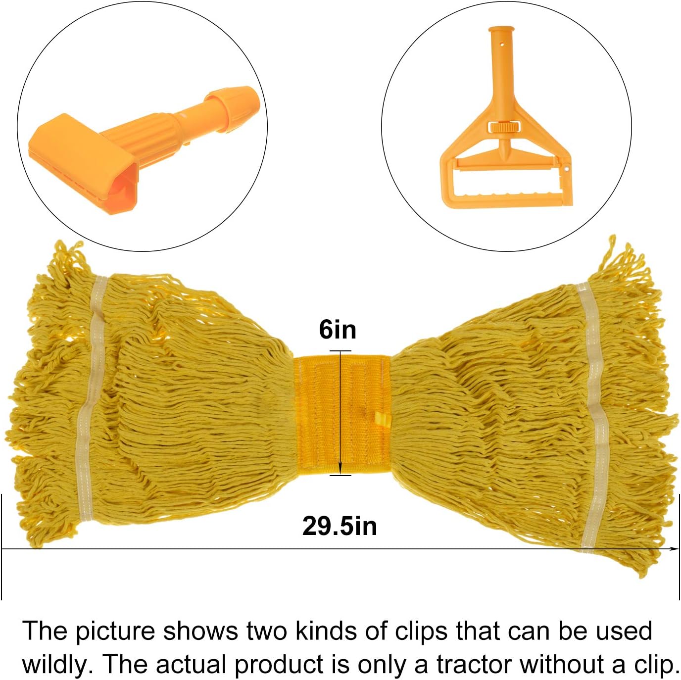 KLHB-YF Loop-End Commercial Mop Head, Heavy Duty Mop Replacement Head,6 Inch Universal Headband, Mop Head Replacement for Home, Industrial and Commercial Use（Yellow 2 Pack）: Health & Personal Care