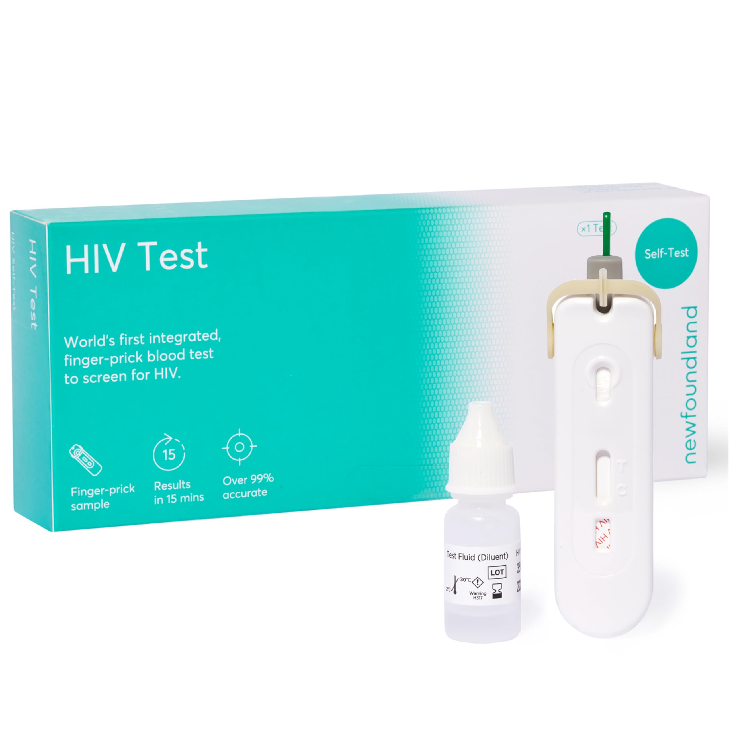 Newfoundland HIV Test Kit - 1 Test - HIV Positive Detection - 99% Accurate Home Test for Viral Load Levels - CE Certified - Blood Test Kit for HIV-1, HIV-2 Immunodeficiency - Detect Early HIV Signs